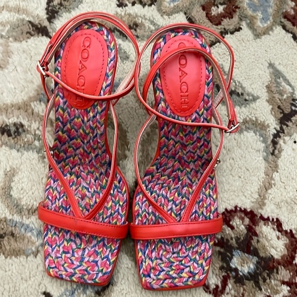 Coach red orange sandal style heels Size 7.5